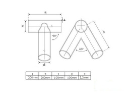 2 x Trägeranschluss Ø100 mm, 90°
