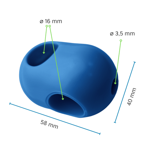 Einteiliger Kreuzverbinder für verstärkte Kabel ø16mm
