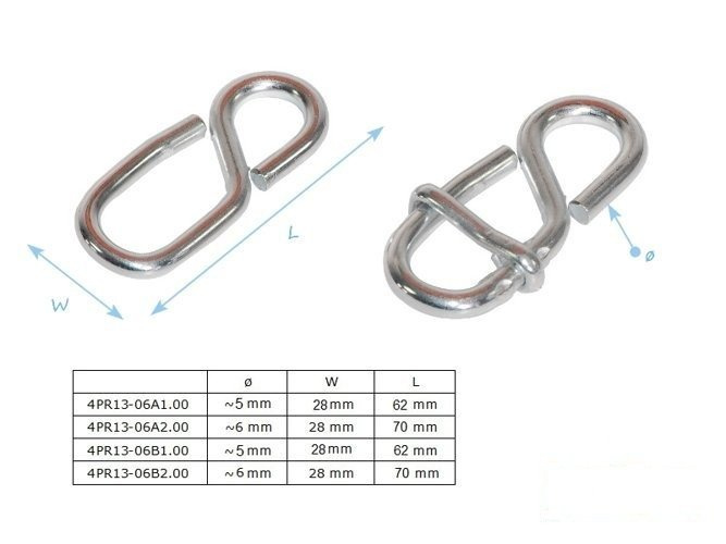 Acht für Seil mit Schranke 6x70 mm