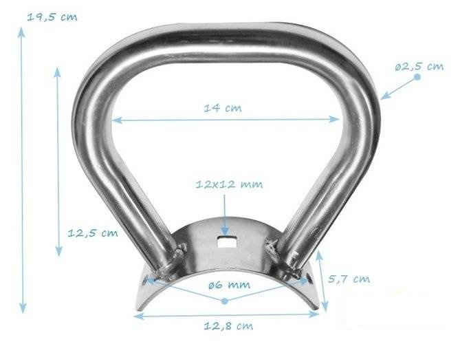 Griff für Wippe für Rundholz 120mm und 140 mm, Edelstahl