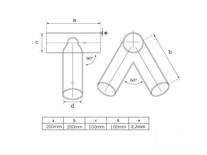Rohrverbindungsstück für Rundholz 90 Grad